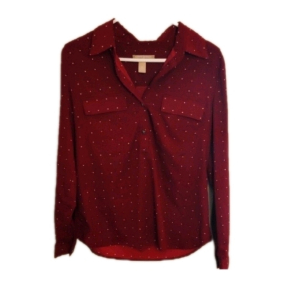 Banana Republic Burgundy Long Sleeve Button Down Shirt